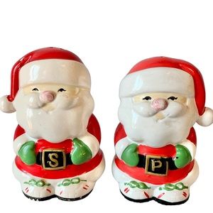 Vintage Enesco Santa Salt & Pepper Shakers Christmas Set